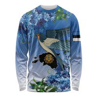 Personalized Estonia Long Sleeve Shirt Barn Swallow Cornflower Flower