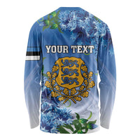 Personalized Estonia Long Sleeve Shirt Barn Swallow Cornflower Flower