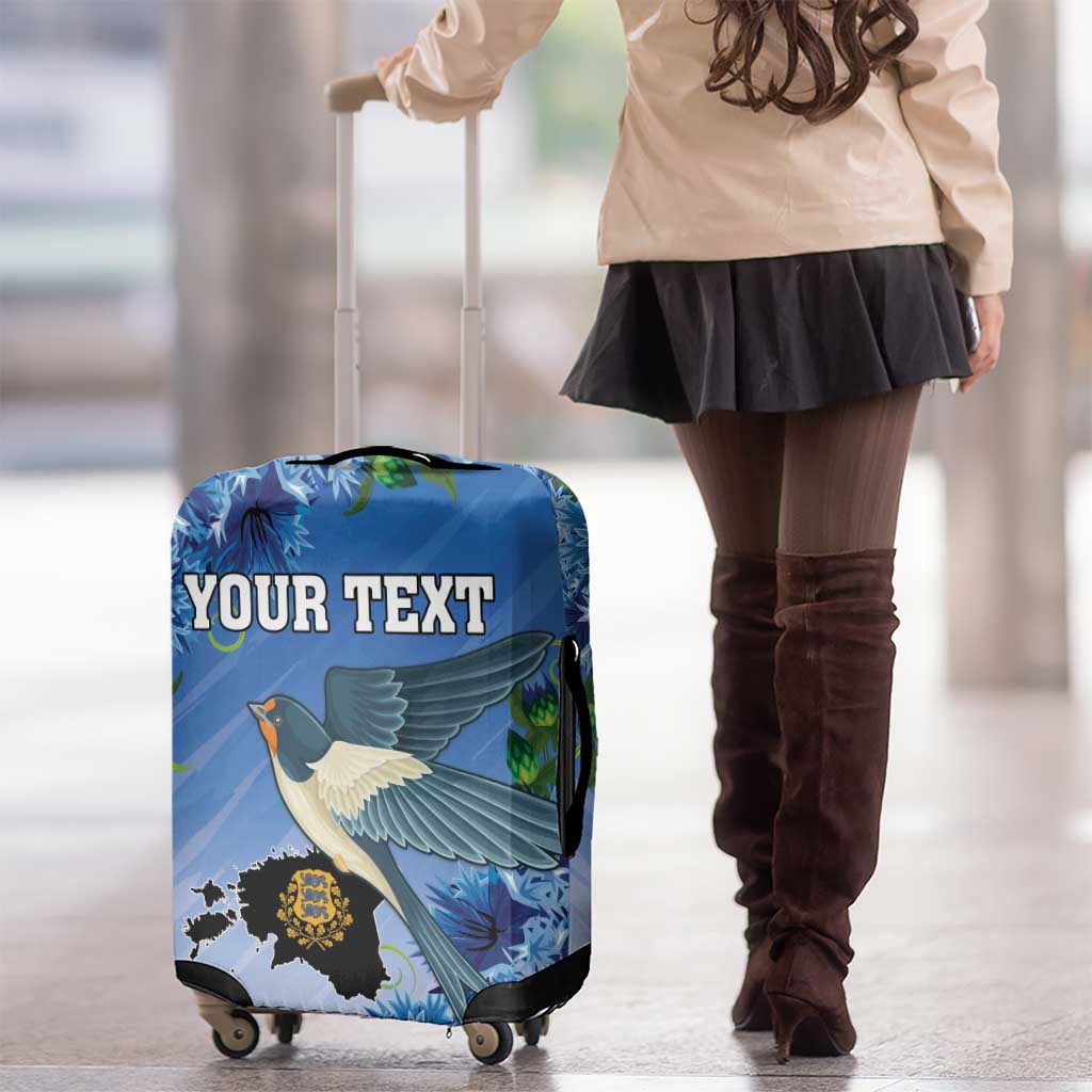 Personalized Estonia Luggage Cover Barn Swallow Cornflower Flower