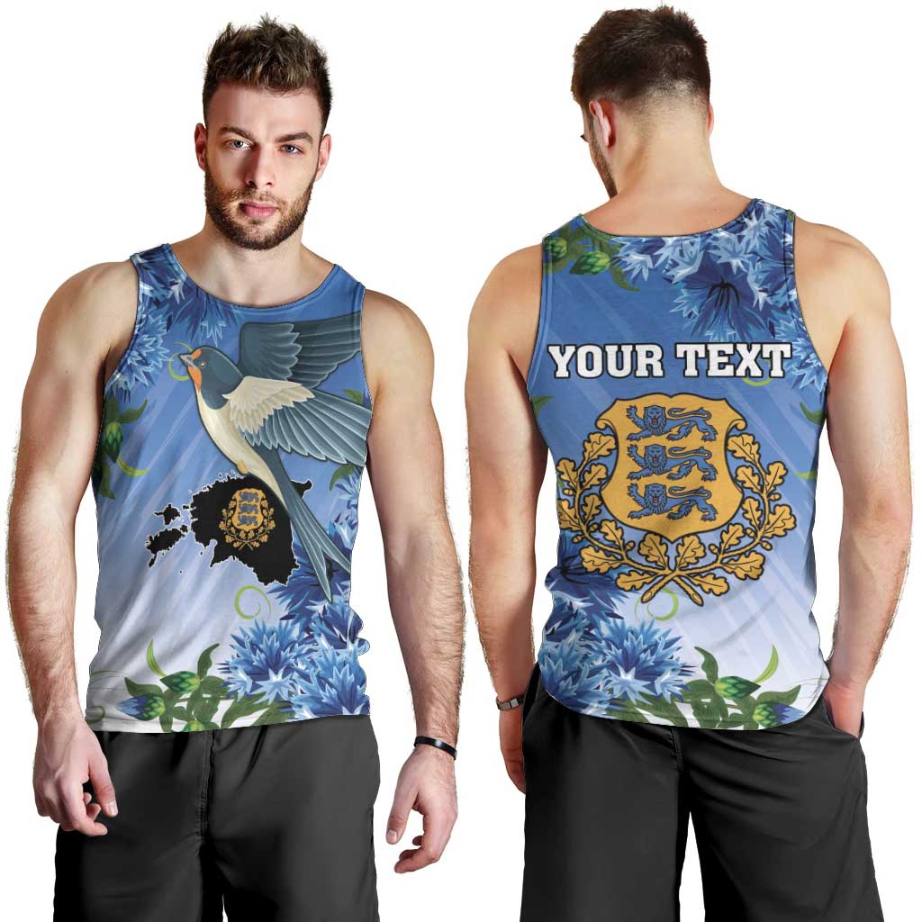 Personalized Estonia Men Tank Top Barn Swallow Cornflower Flower