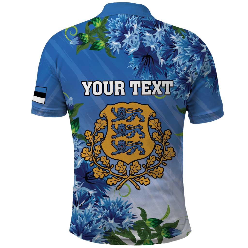 Personalized Estonia Polo Shirt Barn Swallow Cornflower Flower