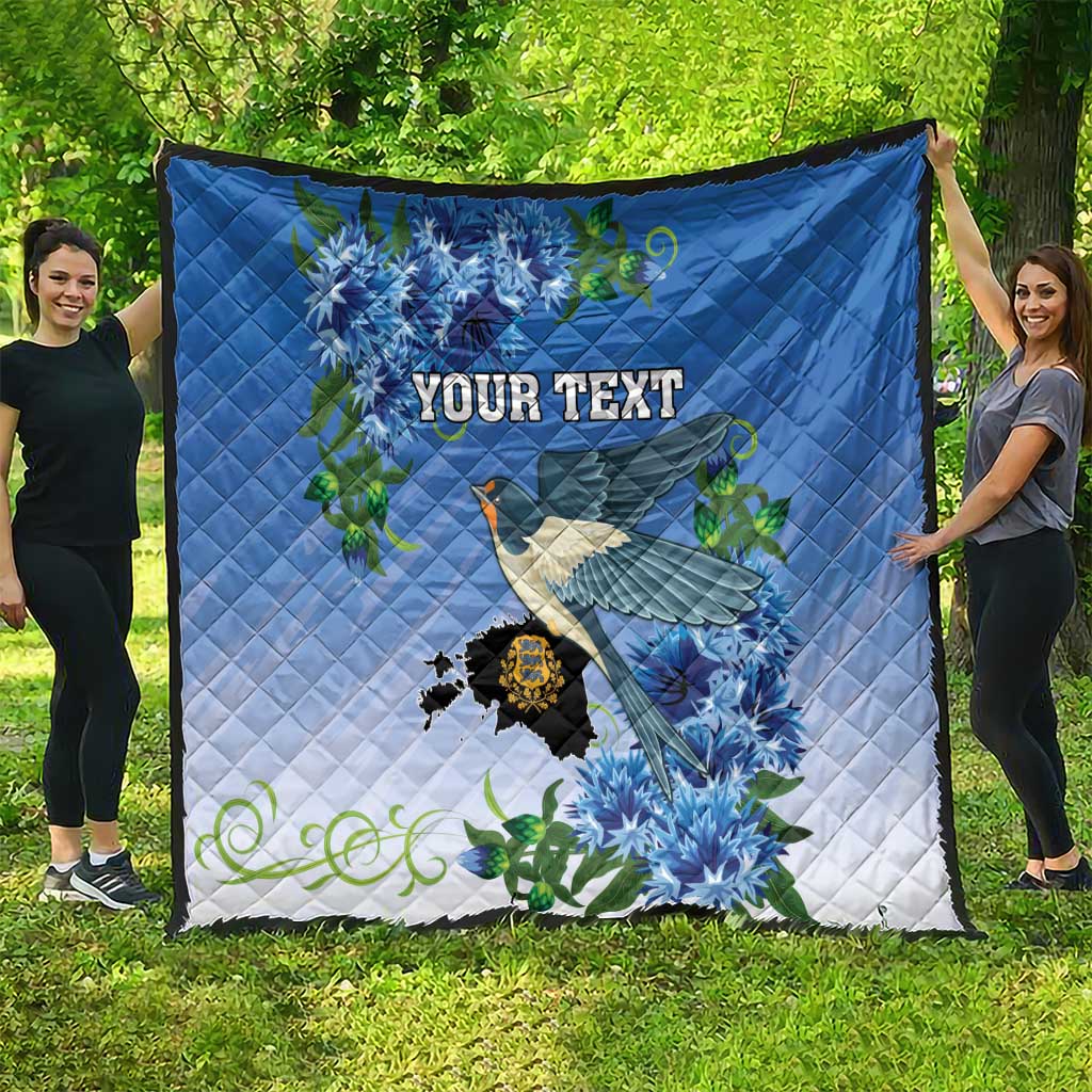 Personalized Estonia Quilt Barn Swallow Cornflower Flower