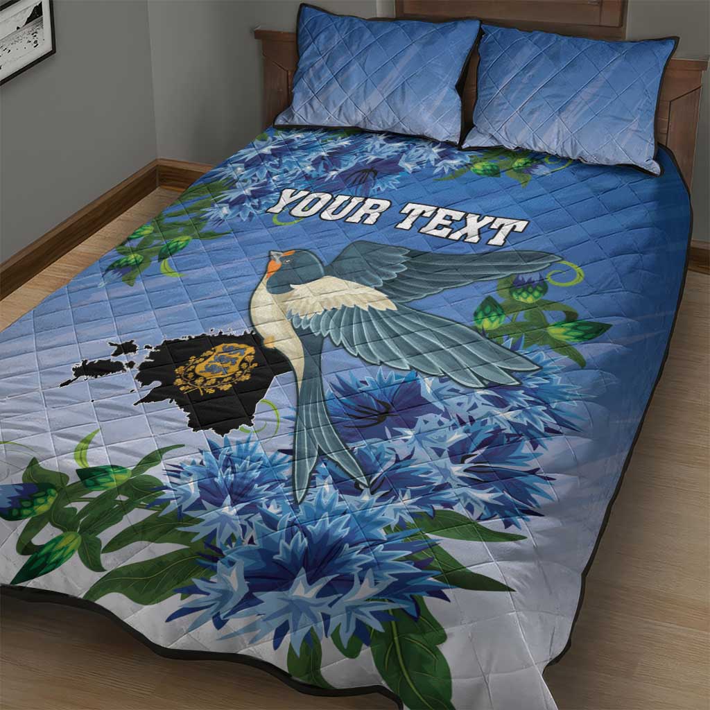 Personalized Estonia Quilt Bed Set Barn Swallow Cornflower Flower