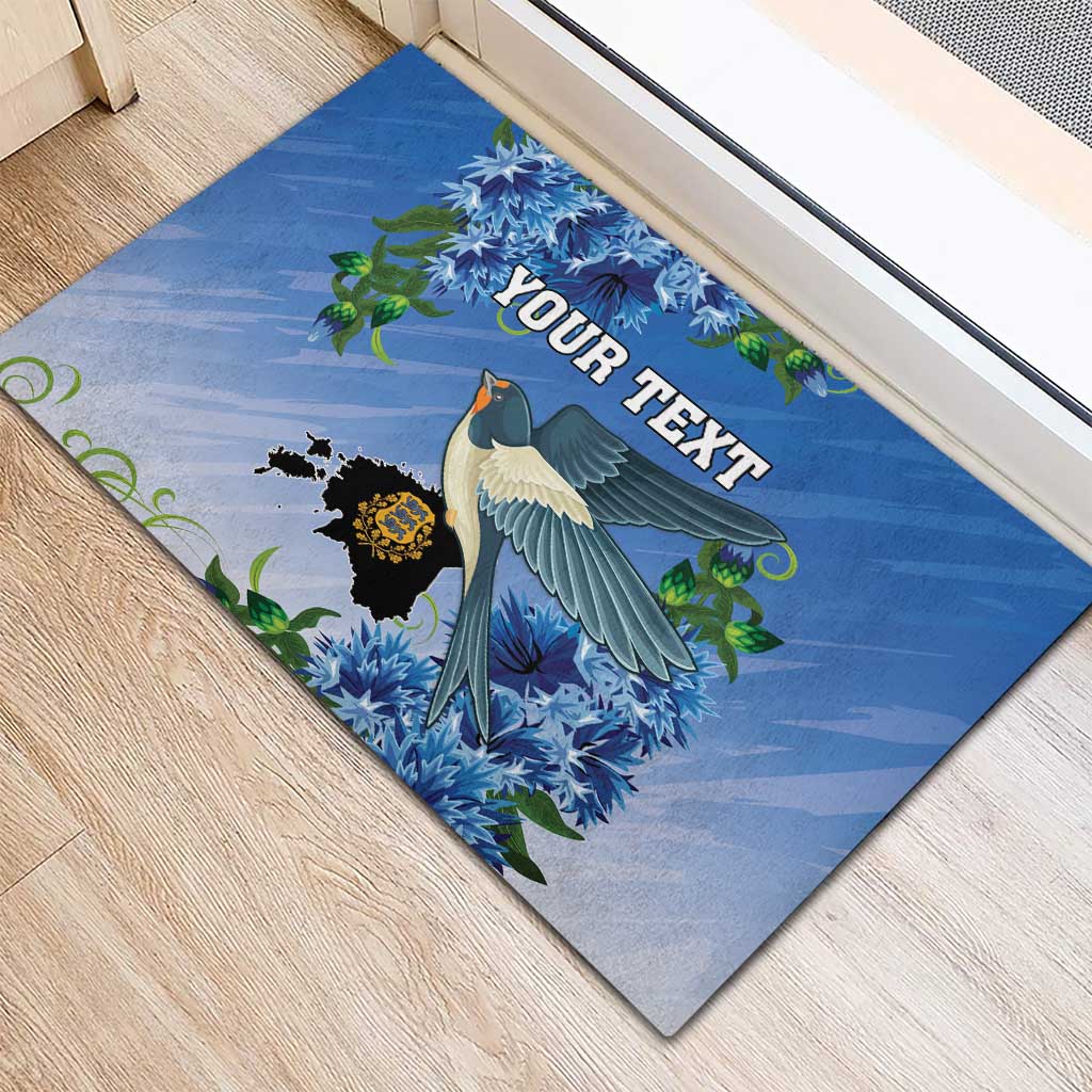 Personalized Estonia Rubber Doormat Barn Swallow Cornflower Flower