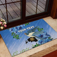Personalized Estonia Rubber Doormat Barn Swallow Cornflower Flower