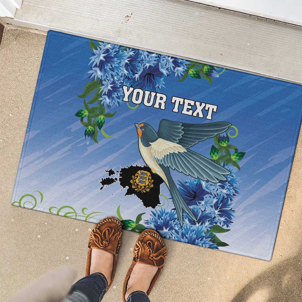 Personalized Estonia Rubber Doormat Barn Swallow Cornflower Flower