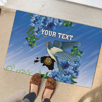 Personalized Estonia Rubber Doormat Barn Swallow Cornflower Flower