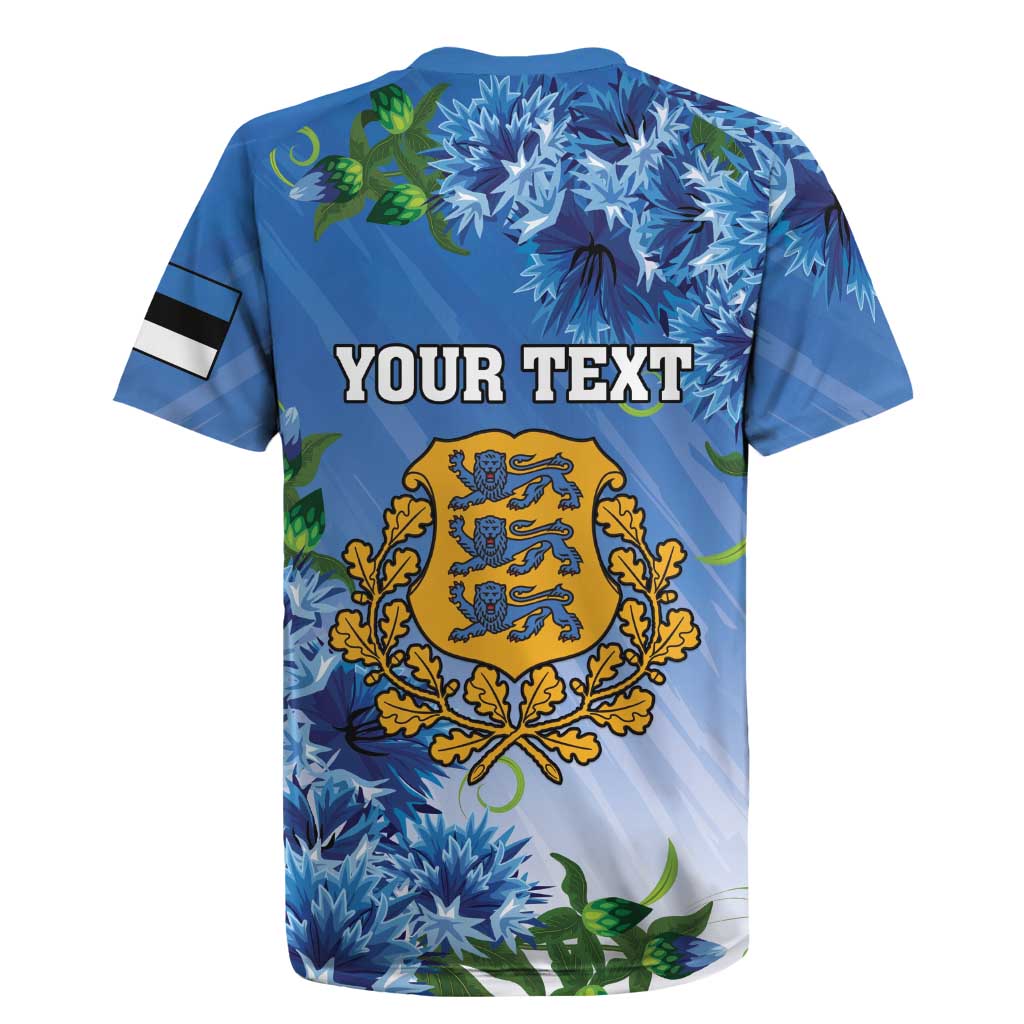 Personalized Estonia Rugby Jersey Barn Swallow Cornflower Flower