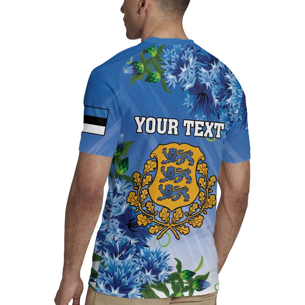 Personalized Estonia Rugby Jersey Barn Swallow Cornflower Flower