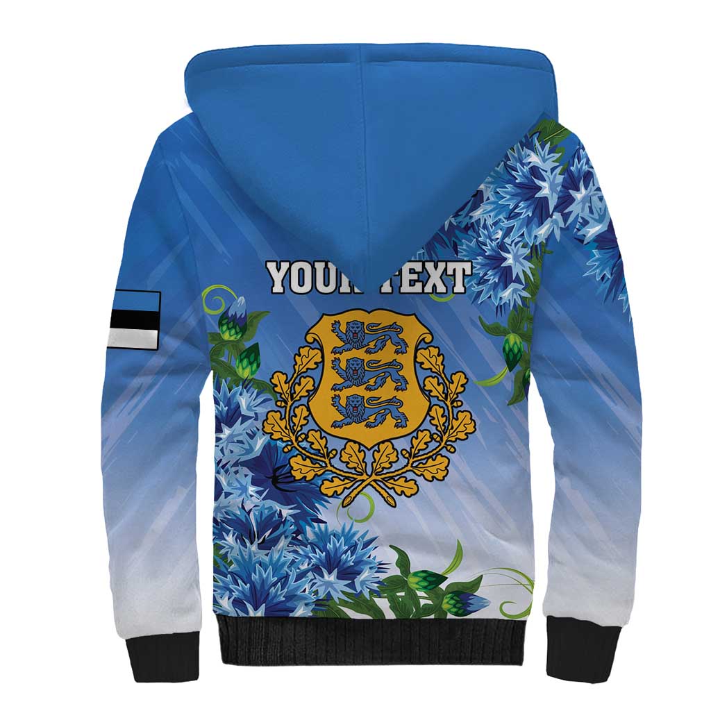 Personalized Estonia Sherpa Hoodie Barn Swallow Cornflower Flower