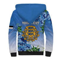 Personalized Estonia Sherpa Hoodie Barn Swallow Cornflower Flower