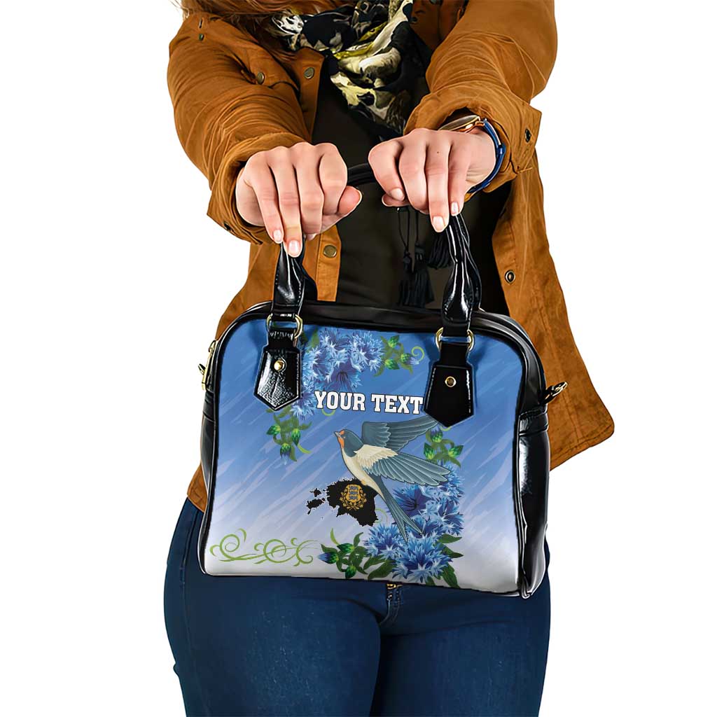 Personalized Estonia Shoulder Handbag Barn Swallow Cornflower Flower