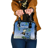 Personalized Estonia Shoulder Handbag Barn Swallow Cornflower Flower