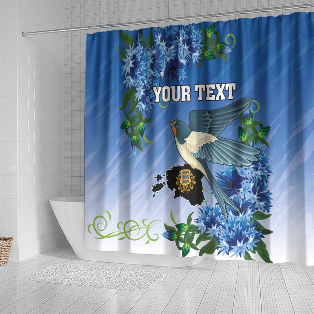 Personalized Estonia Shower Curtain Barn Swallow Cornflower Flower