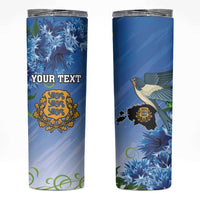 Personalized Estonia Skinny Tumbler Barn Swallow Cornflower Flower