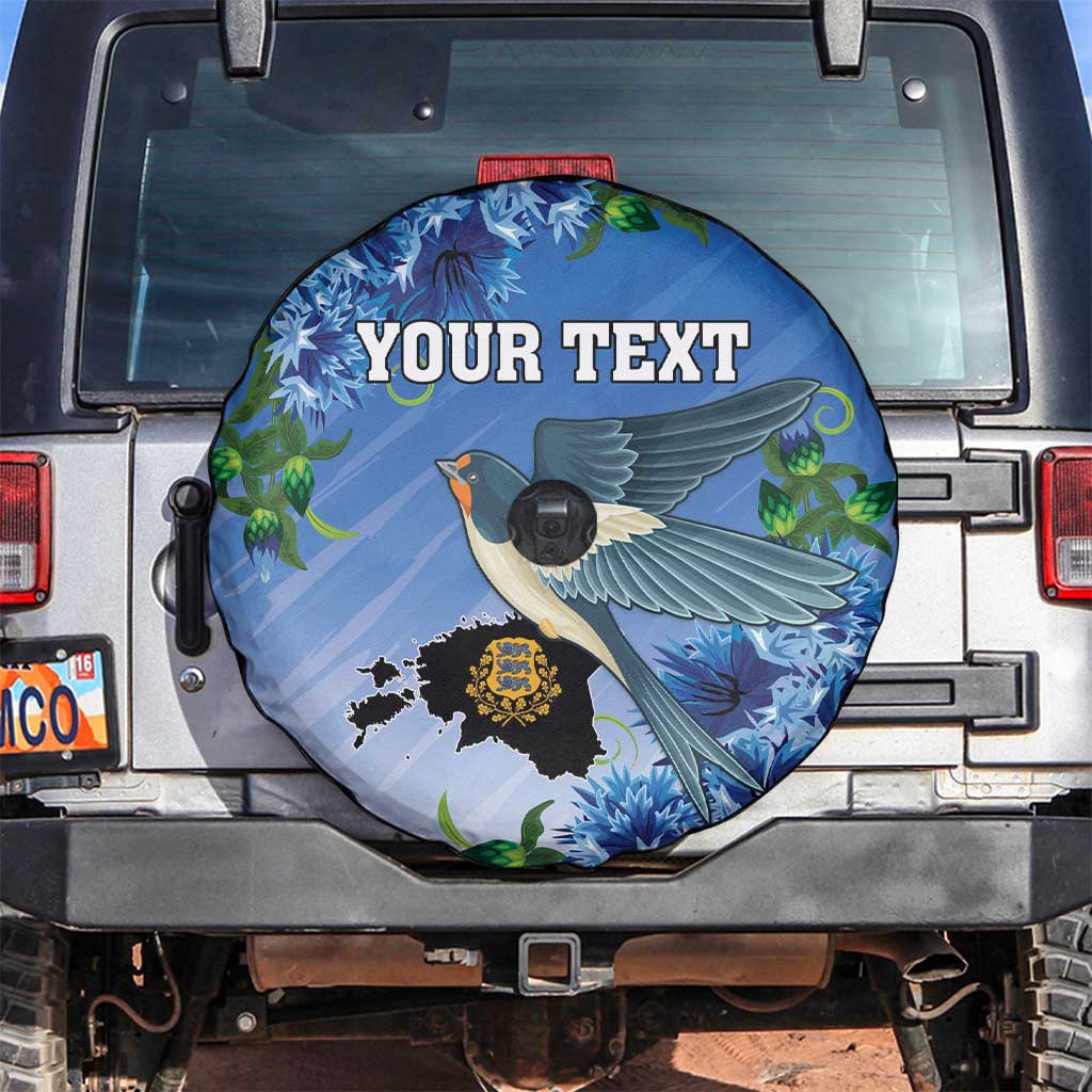 Personalized Estonia Spare Tire Cover Barn Swallow Cornflower Flower
