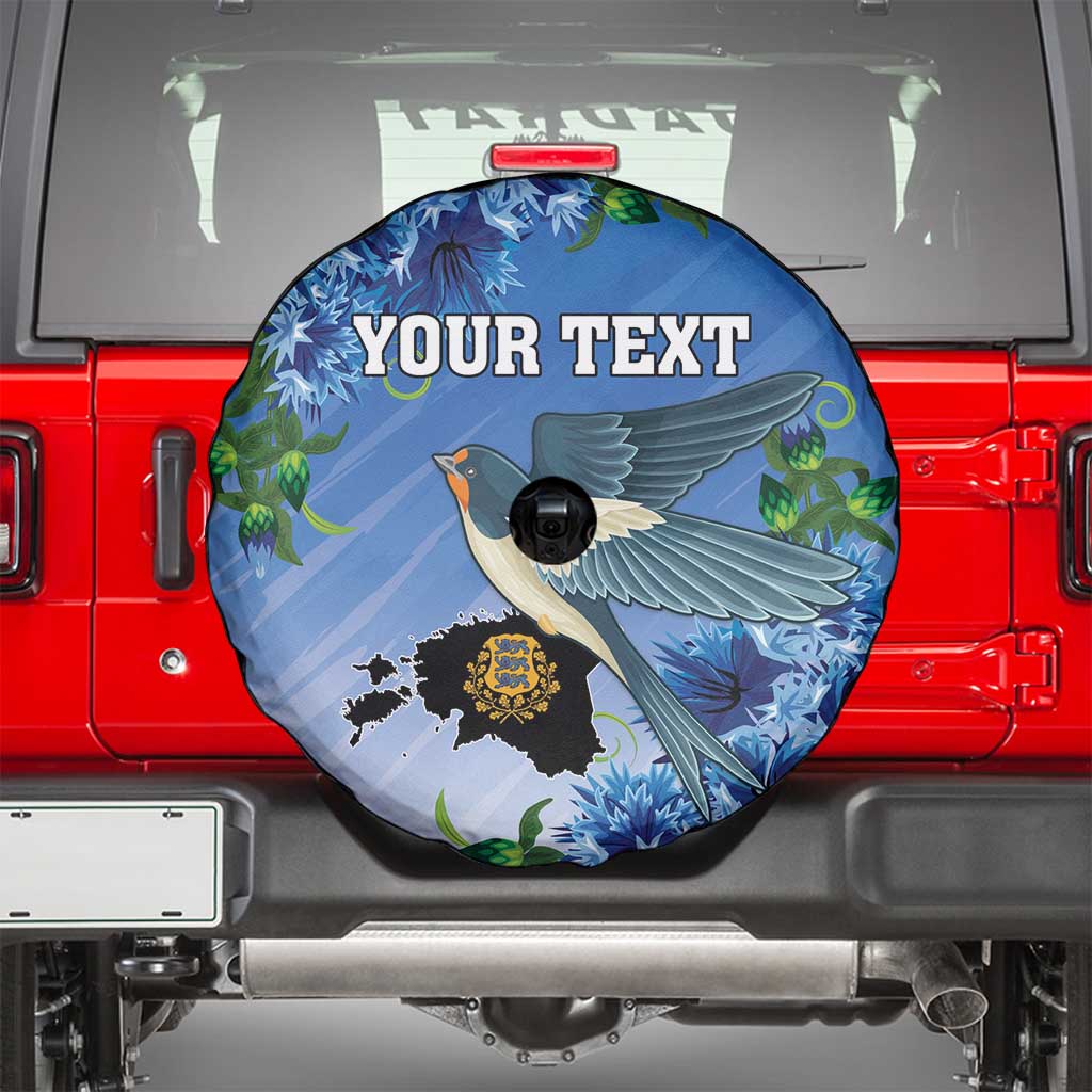 Personalized Estonia Spare Tire Cover Barn Swallow Cornflower Flower
