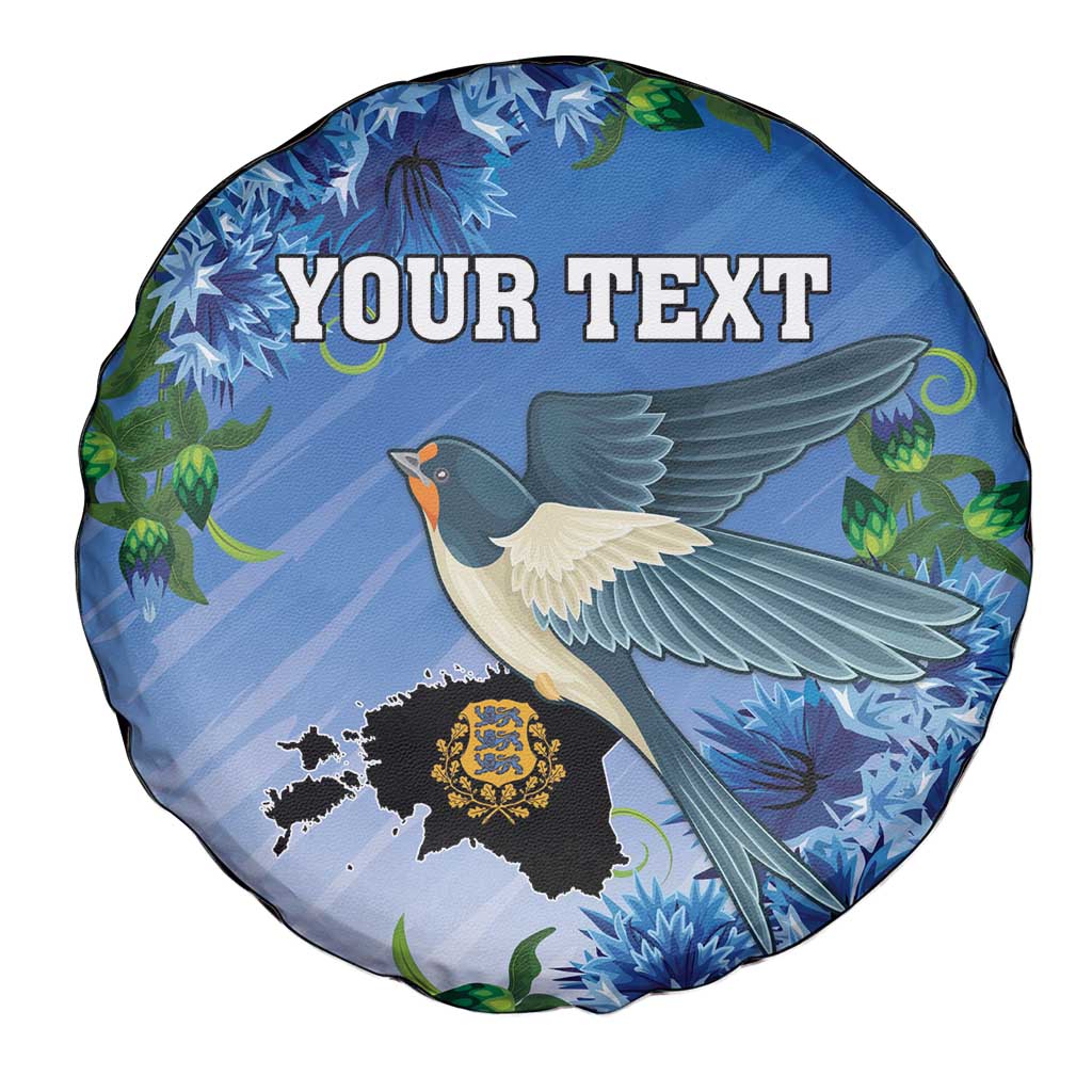 Personalized Estonia Spare Tire Cover Barn Swallow Cornflower Flower