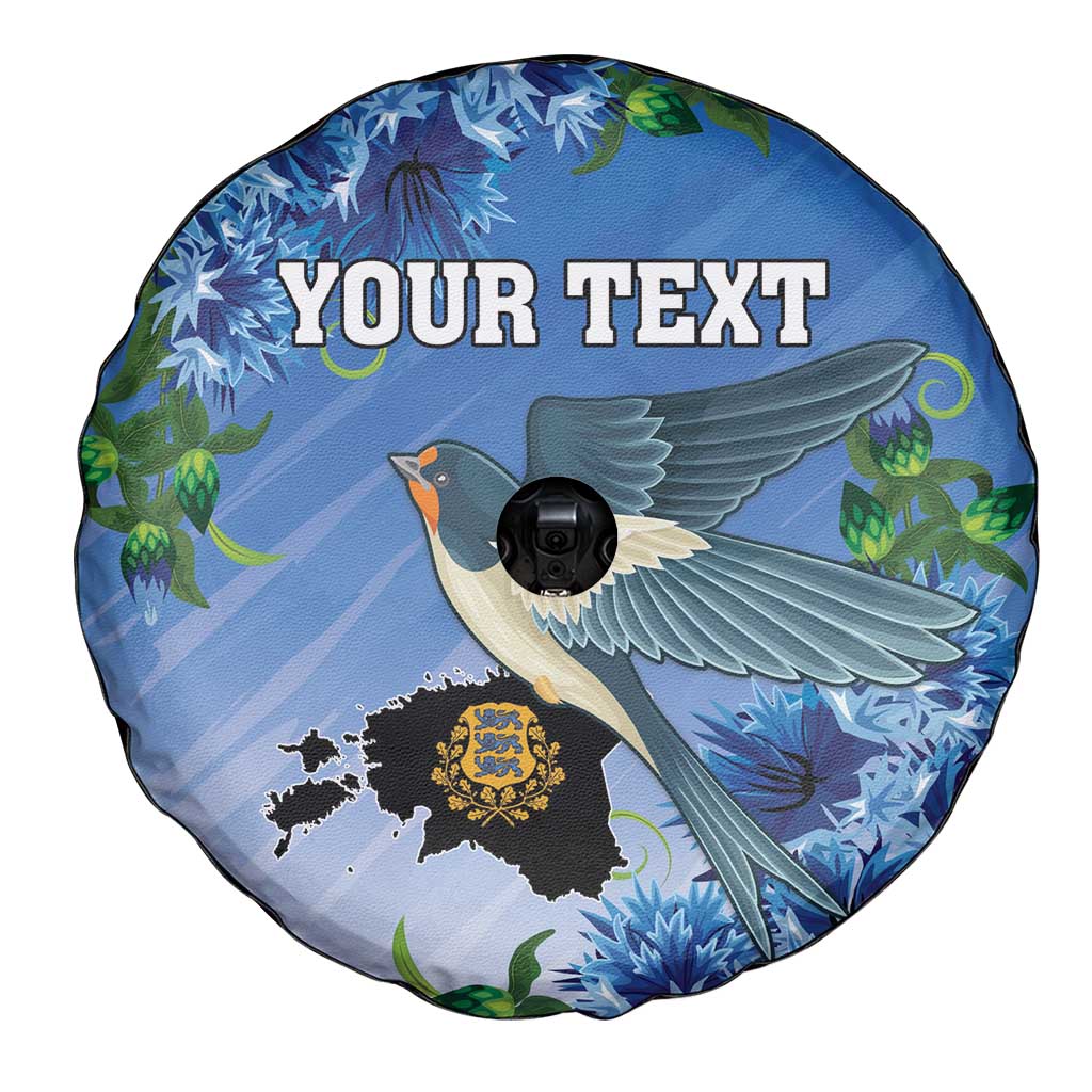Personalized Estonia Spare Tire Cover Barn Swallow Cornflower Flower