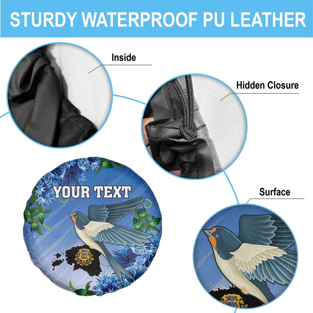 Personalized Estonia Spare Tire Cover Barn Swallow Cornflower Flower