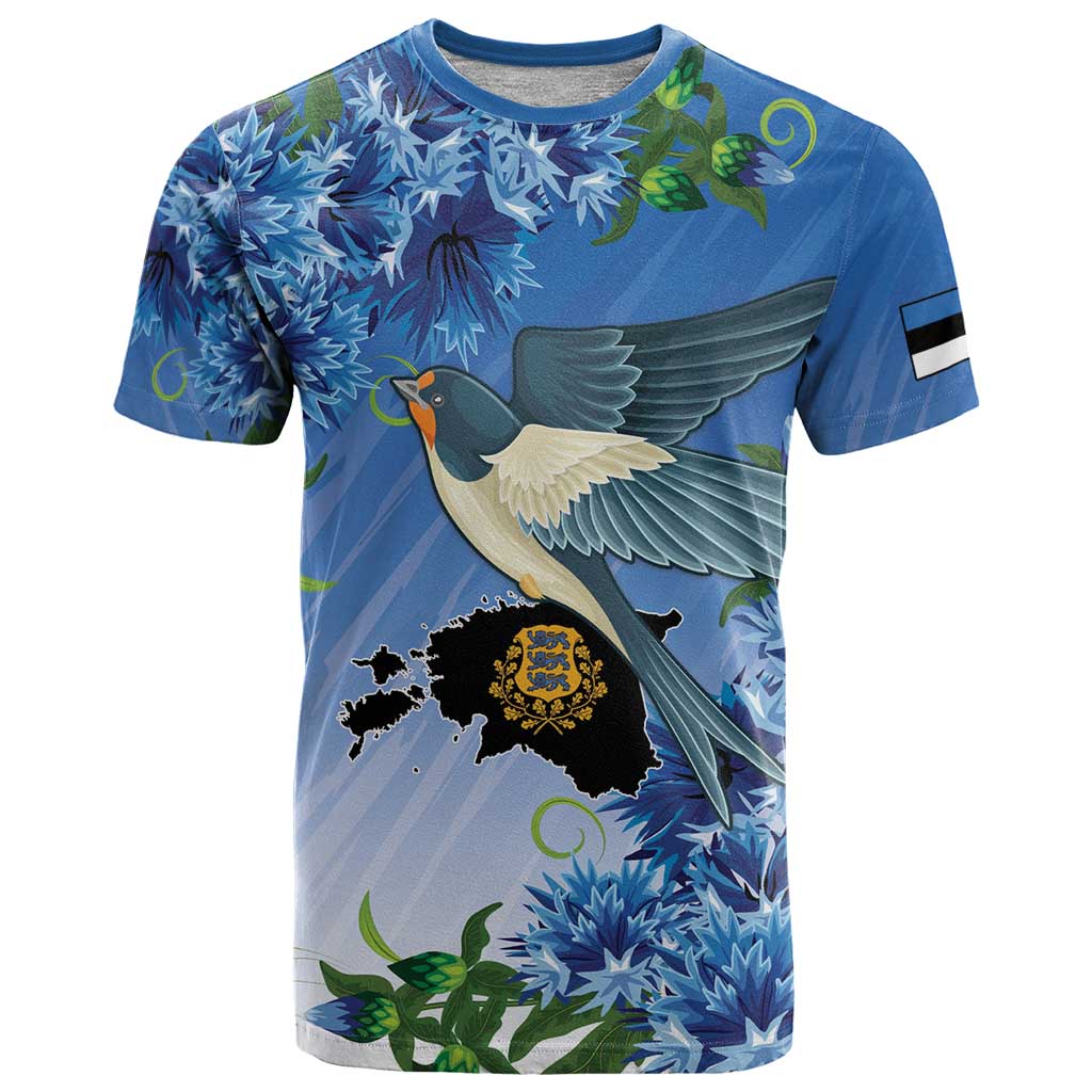 Personalized Estonia T Shirt Barn Swallow Cornflower Flower