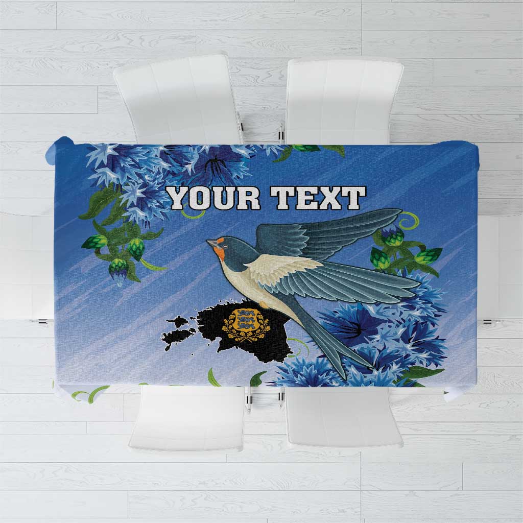 Personalized Estonia Tablecloth Barn Swallow Cornflower Flower