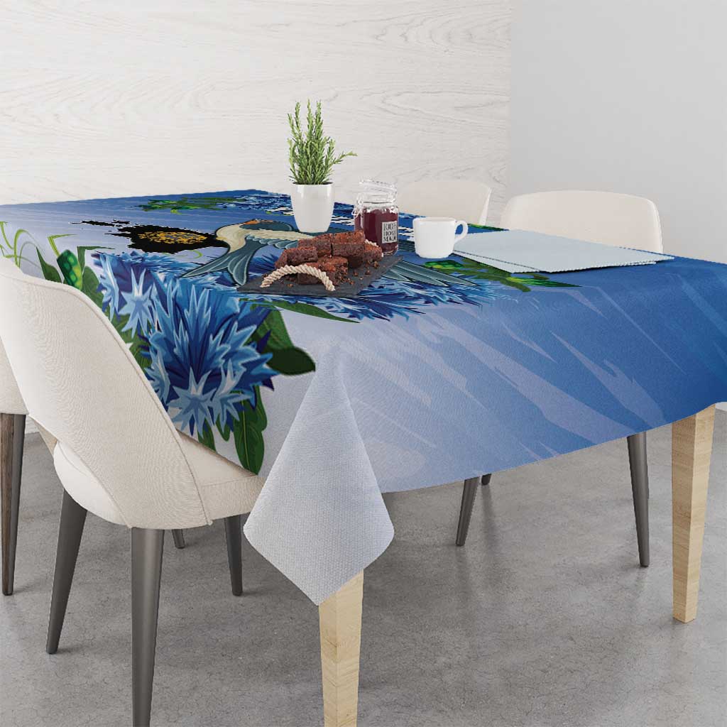 Personalized Estonia Tablecloth Barn Swallow Cornflower Flower