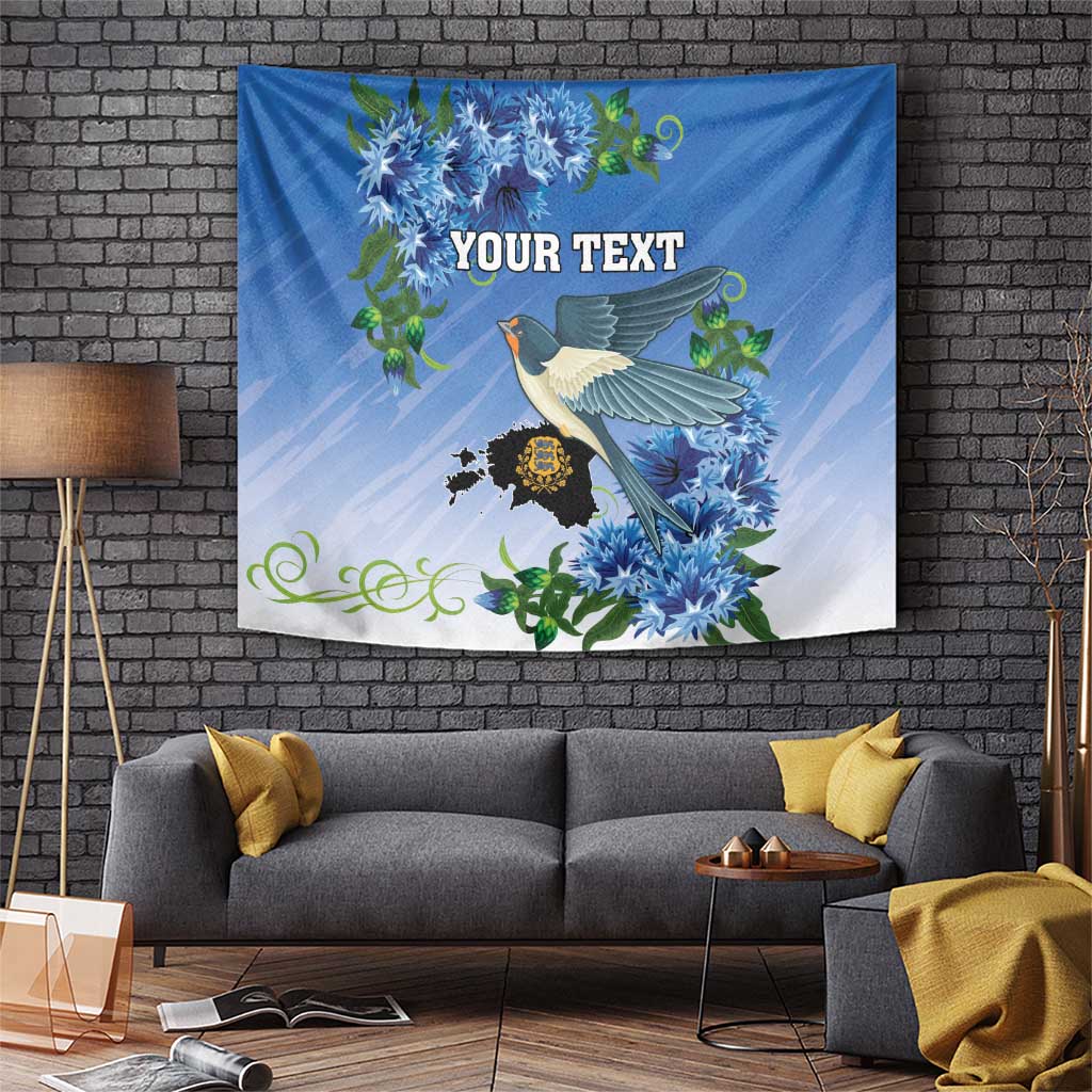 Personalized Estonia Tapestry Barn Swallow Cornflower Flower