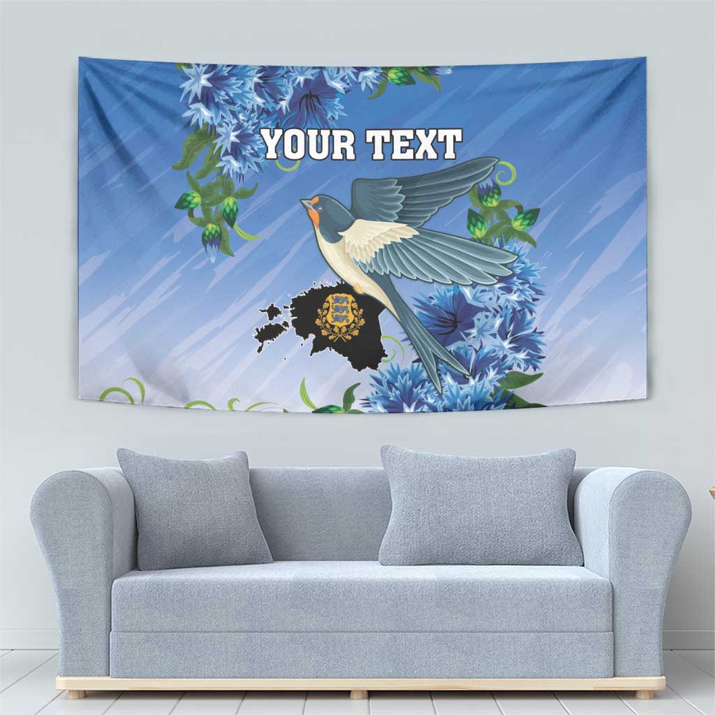 Personalized Estonia Tapestry Barn Swallow Cornflower Flower