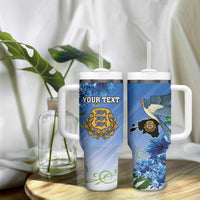 Personalized Estonia Tumbler With Handle Barn Swallow Cornflower Flower