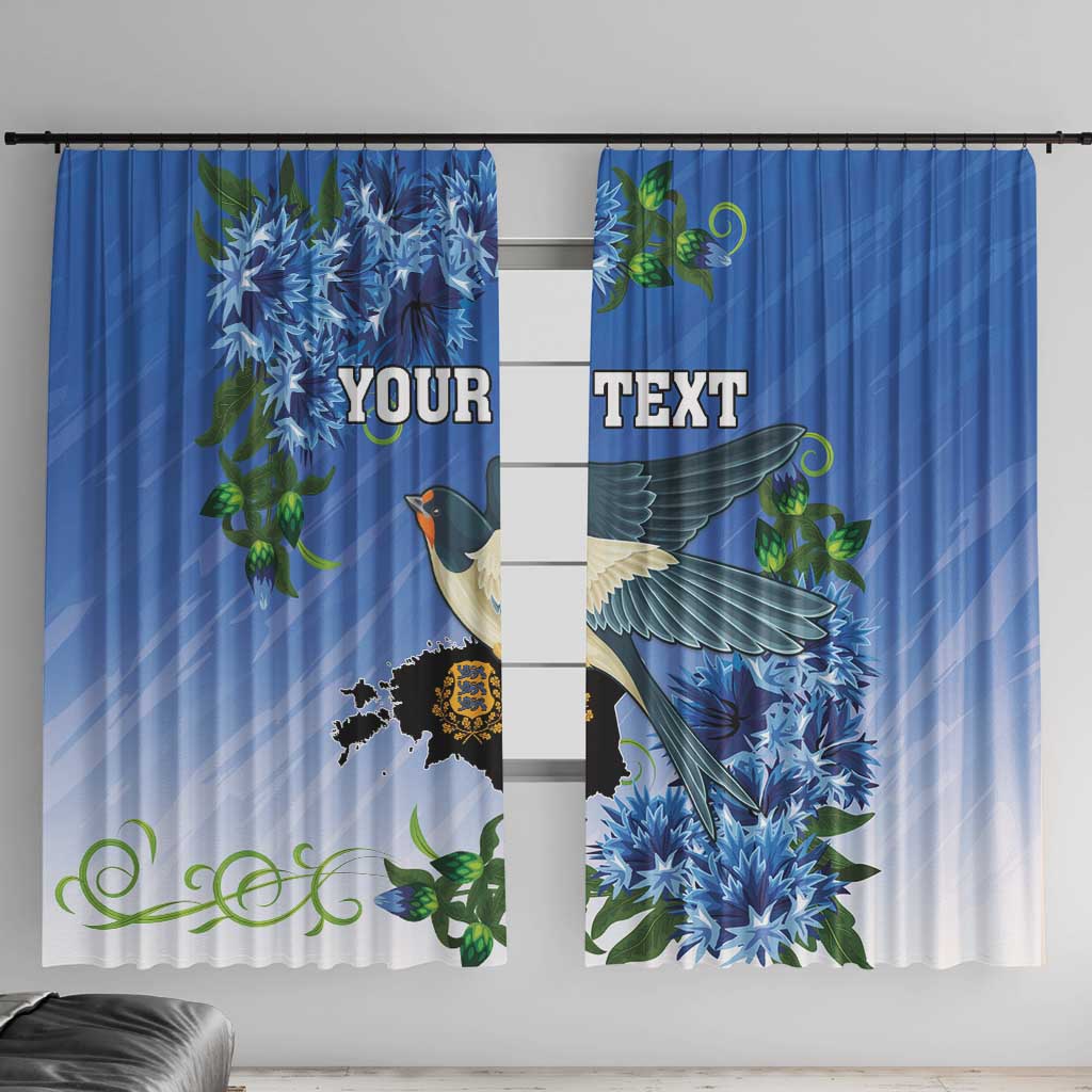 Personalized Estonia Window Curtain Barn Swallow Cornflower Flower
