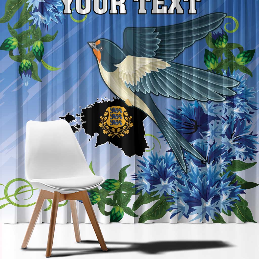 Personalized Estonia Window Curtain Barn Swallow Cornflower Flower