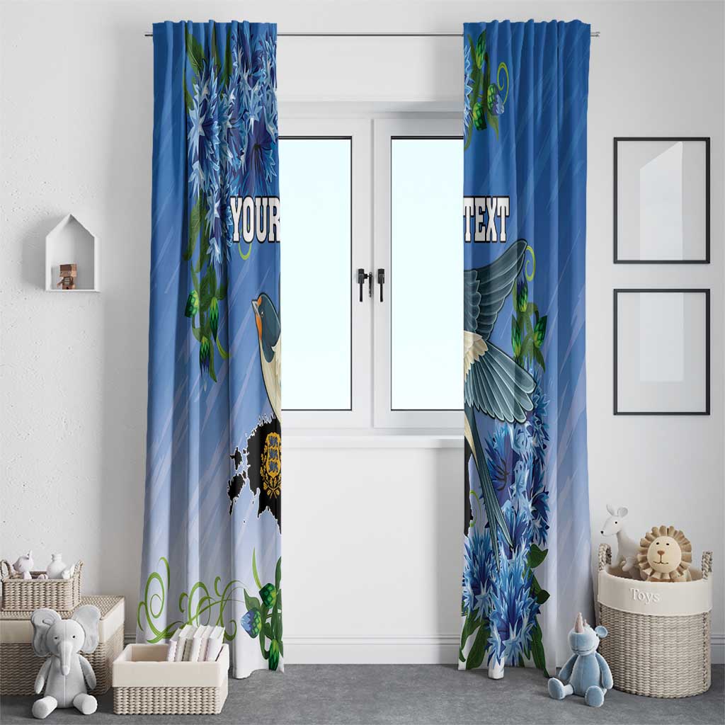 Personalized Estonia Window Curtain Barn Swallow Cornflower Flower