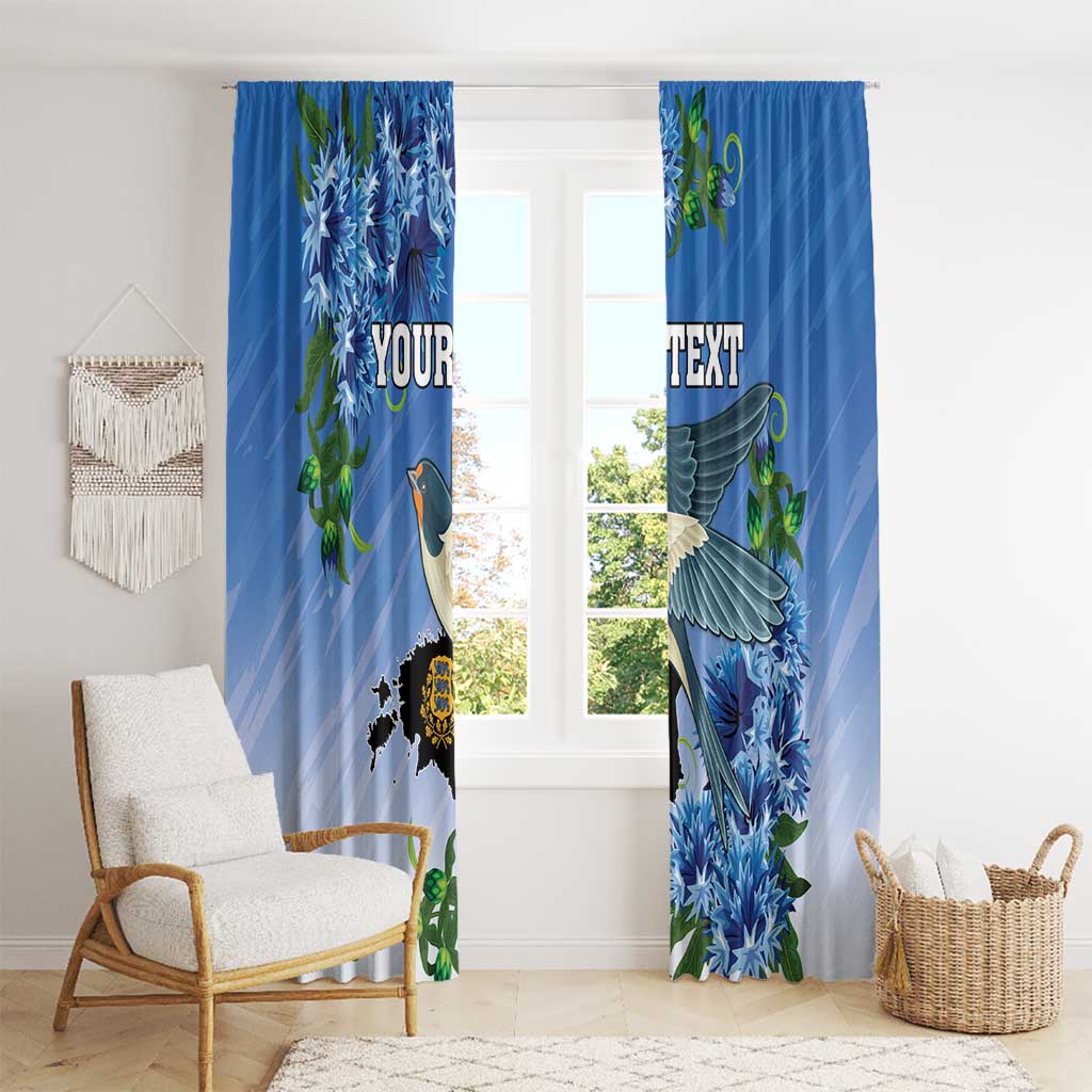 Personalized Estonia Window Curtain Barn Swallow Cornflower Flower