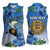 Personalized Estonia Women Sleeveless Polo Shirt Barn Swallow Cornflower Flower