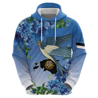 Personalized Estonia Zip Hoodie Barn Swallow Cornflower Flower