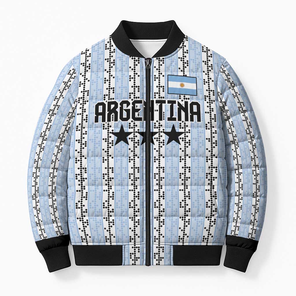 Custom Argentina Heritage Football Bomber Puffer Jacket La Albiceleste Glory Road to 2026