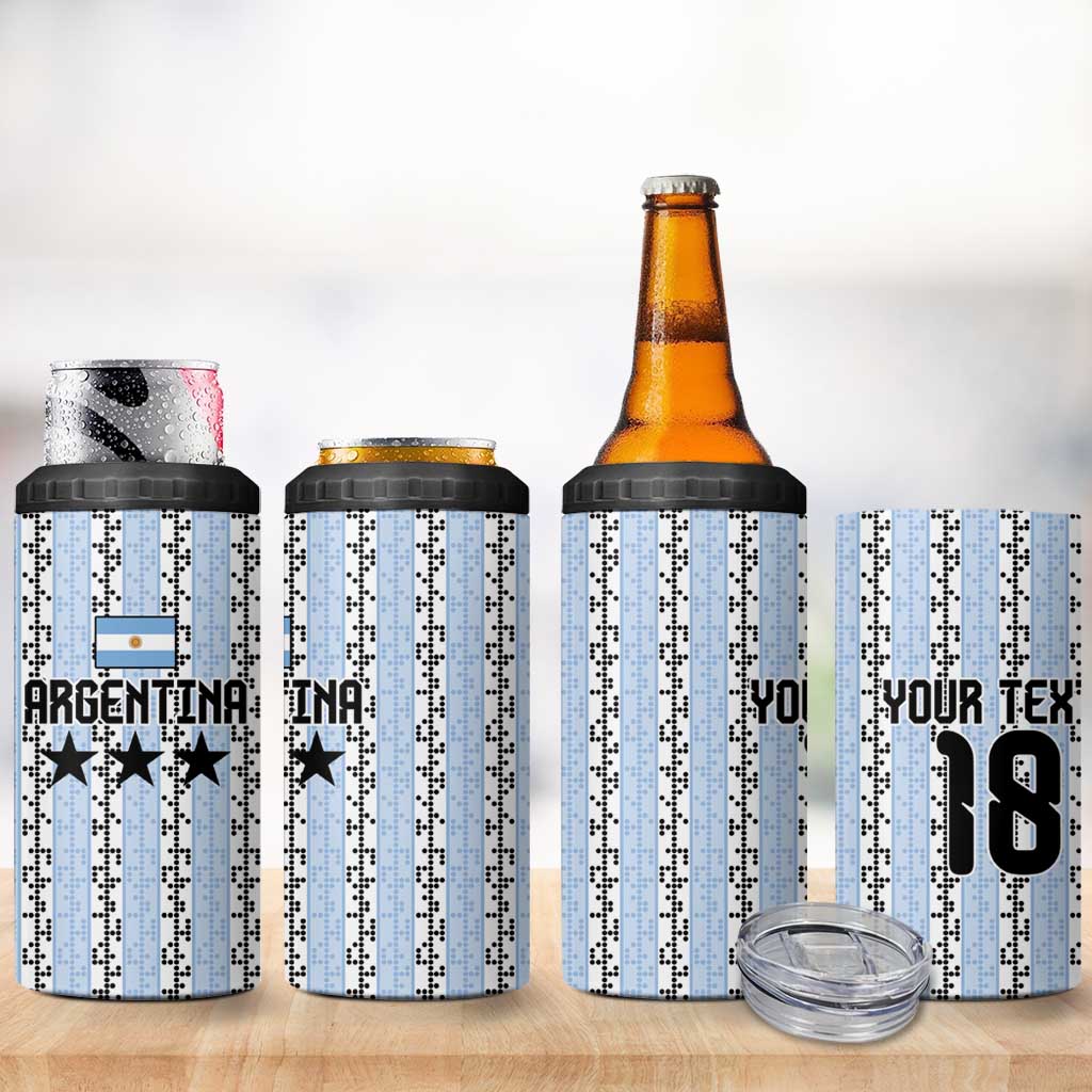 Custom Argentina Heritage Football 4 in 1 Can Cooler Tumbler La Albiceleste Glory Road to 2026