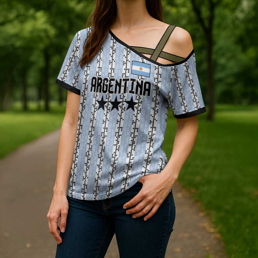 Custom Argentina Heritage Football Cross Shoulder Shirt La Albiceleste Glory Road to 2026