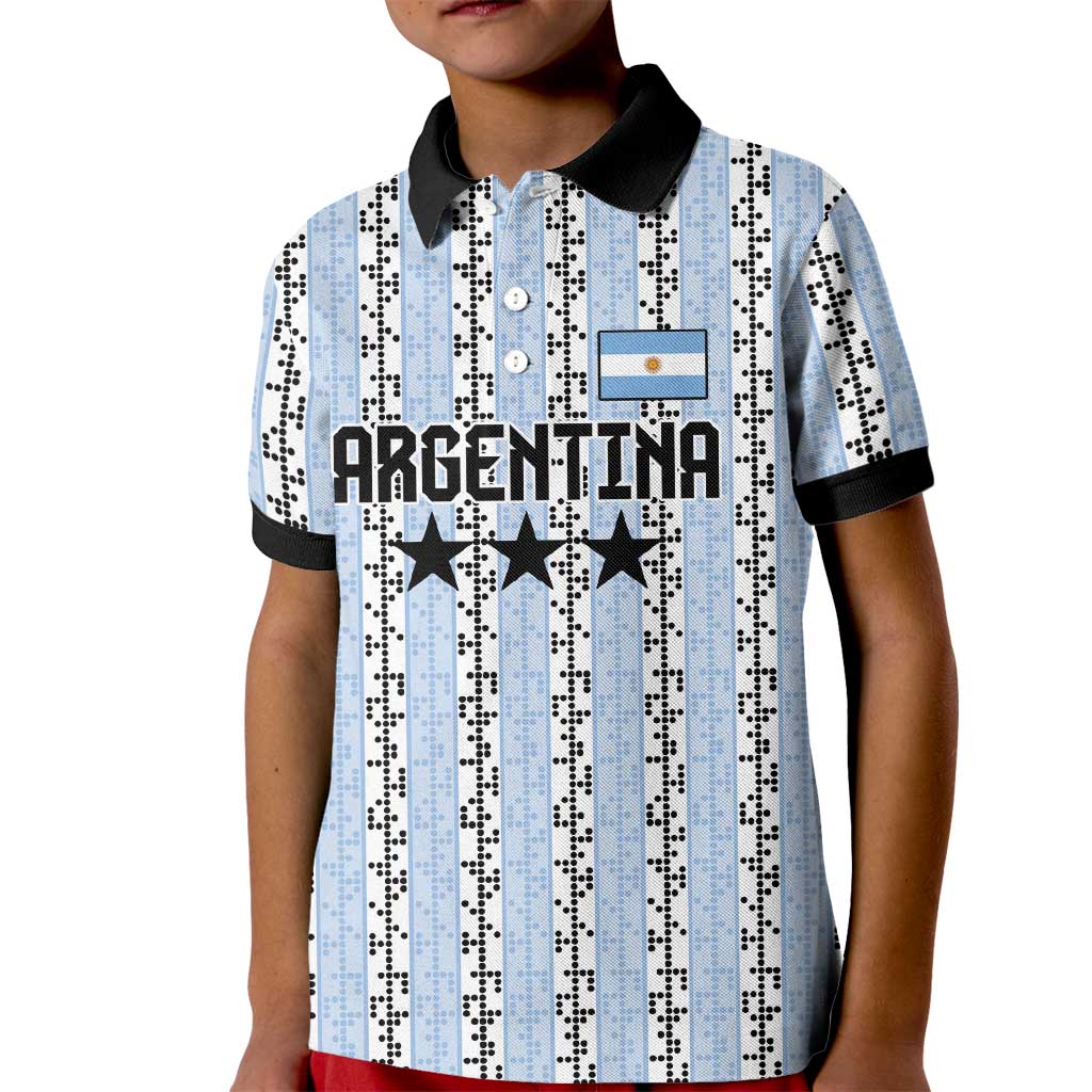 Custom Argentina Heritage Football Kid Polo Shirt La Albiceleste Glory Road to 2026