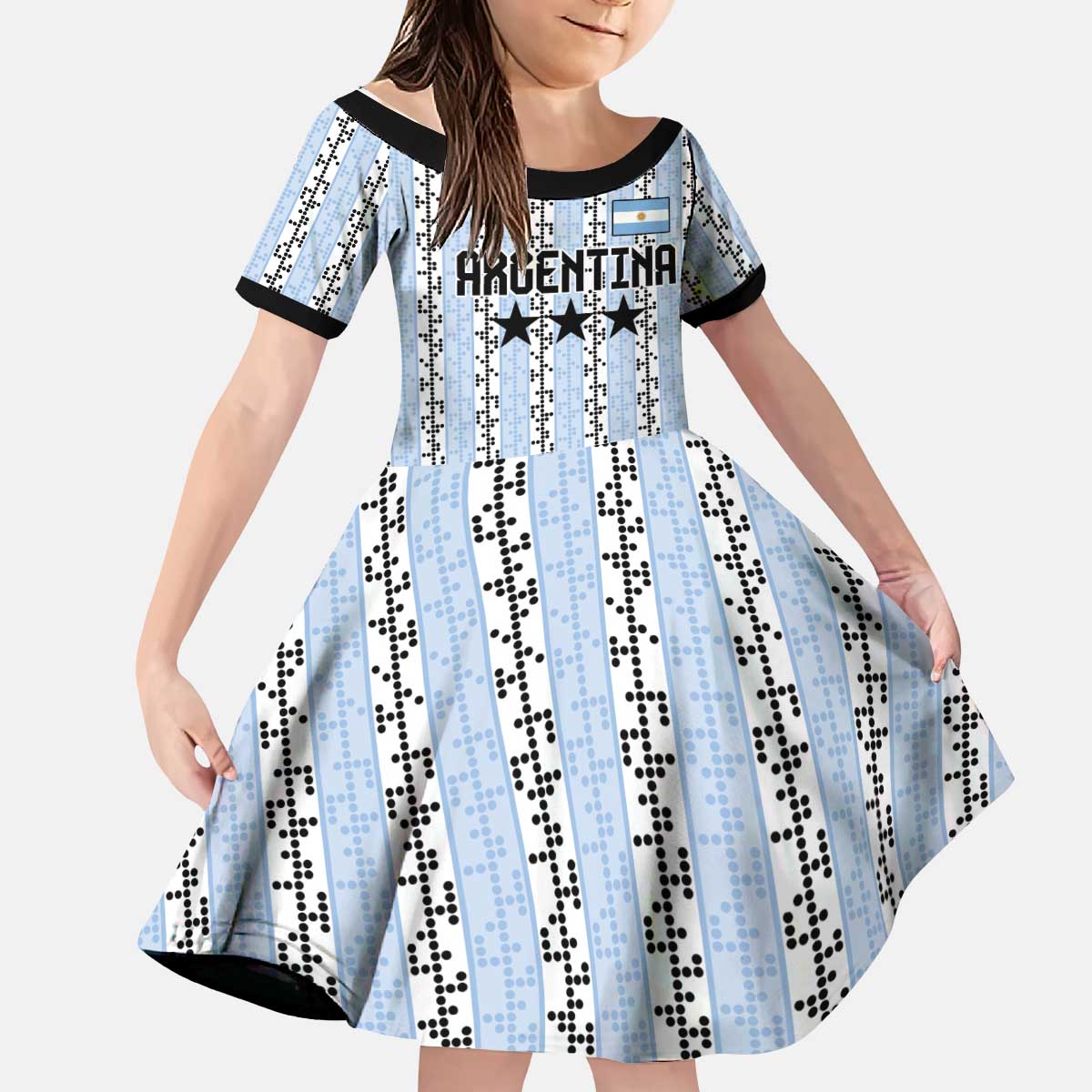 Custom Argentina Heritage Football Kid Short Sleeve Dress La Albiceleste Glory Road to 2026