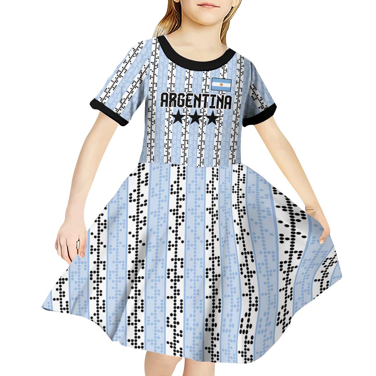 Custom Argentina Heritage Football Kid Short Sleeve Dress La Albiceleste Glory Road to 2026