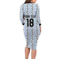 Custom Argentina Heritage Football Long Sleeve Bodycon Dress La Albiceleste Glory Road to 2026