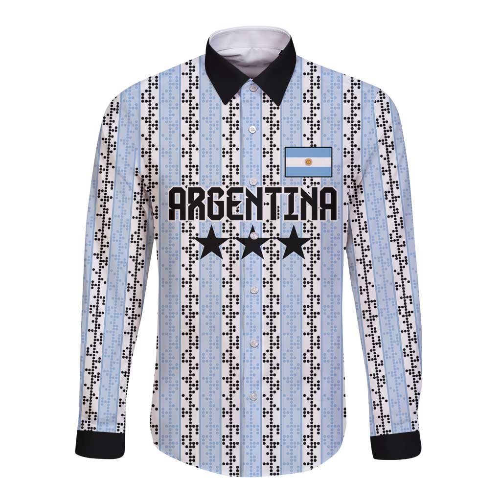 Custom Argentina Heritage Football Long Sleeve Button Shirt La Albiceleste Glory Road to 2026