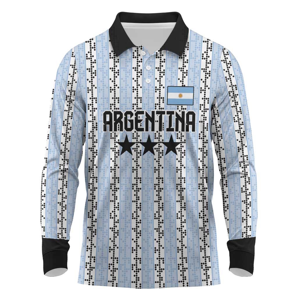 Custom Argentina Heritage Football Long Sleeve Polo Shirt La Albiceleste Glory Road to 2026