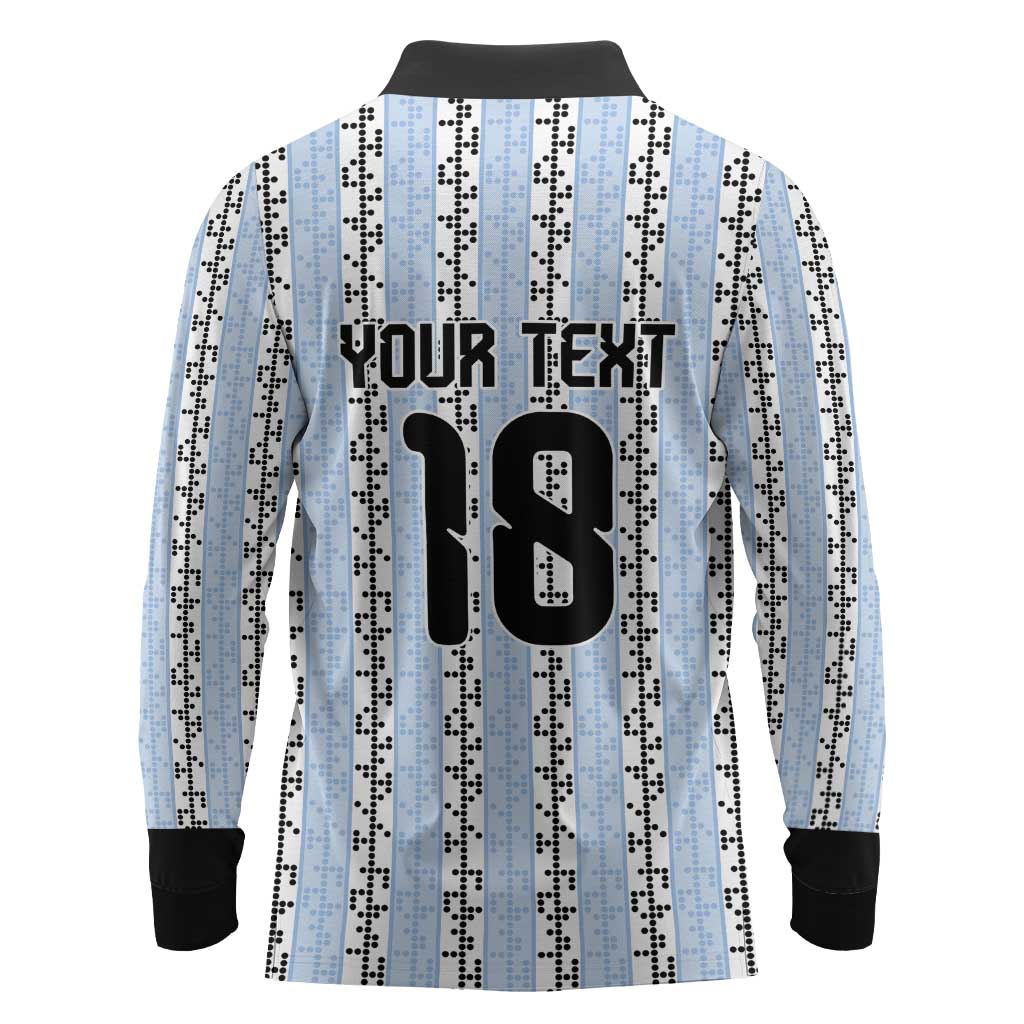 Custom Argentina Heritage Football Long Sleeve Polo Shirt La Albiceleste Glory Road to 2026