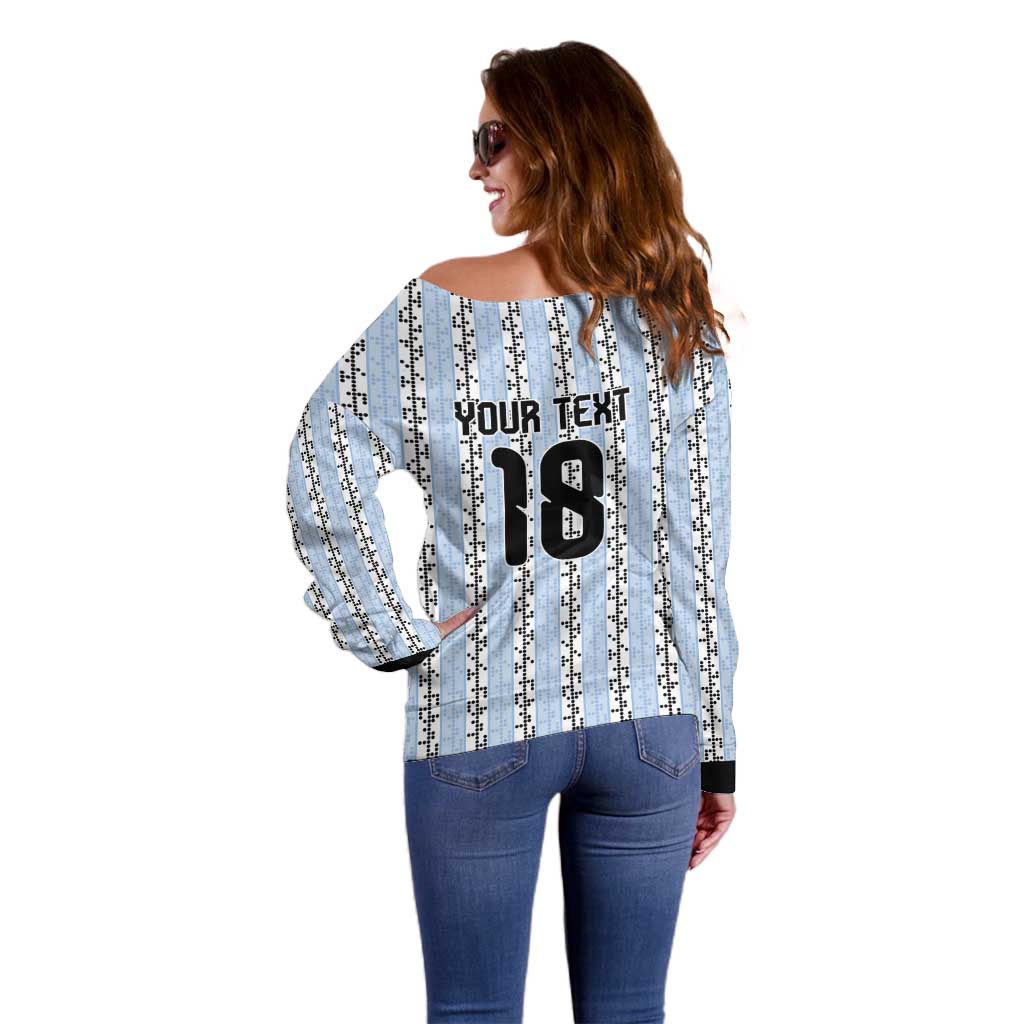 Custom Argentina Heritage Football Off Shoulder Sweater La Albiceleste Glory Road to 2026
