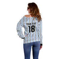 Custom Argentina Heritage Football Off Shoulder Sweater La Albiceleste Glory Road to 2026
