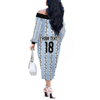 Custom Argentina Heritage Football Off The Shoulder Long Sleeve Dress La Albiceleste Glory Road to 2026
