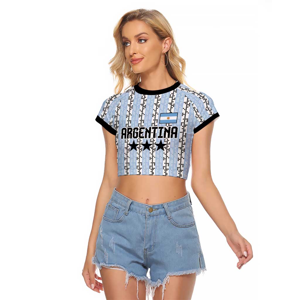 Custom Argentina Heritage Football Raglan Cropped T Shirt La Albiceleste Glory Road to 2026
